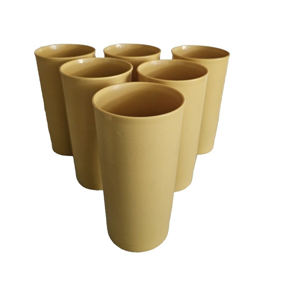 Vintage Tupperware Tumblers Harvest Gold 12 Oz Set Of 6